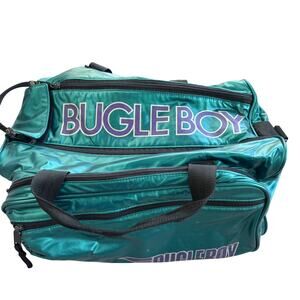Vtg 1990s Bugle Boy Metallic Gym Bag Duffel Bag Bright Teal & Purple